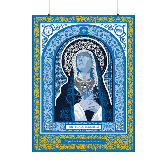 Virgen de los 7 dolores, retrato ilustrado.