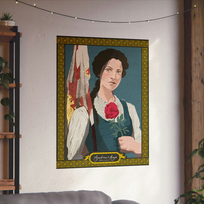 Agustina de Aragón, defensora de Zaragoza. Retrato ilustrado.